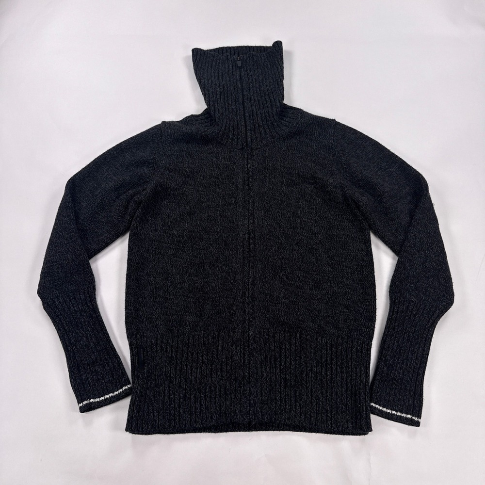 Icebreaker Womens Sweater XL Charcoal Merino Wool Full Zip Funnel Neck Cardigan